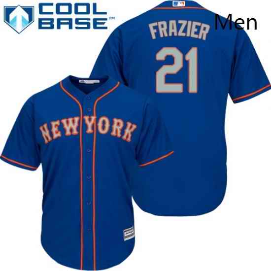 Mens Majestic New York Mets 21 Todd Frazier Replica Royal Blue Alternate Road Cool Base MLB Jersey